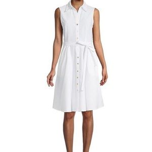 Sharagano Women's Sleeveless Button Front Shirt Dress With Sweep Size 4